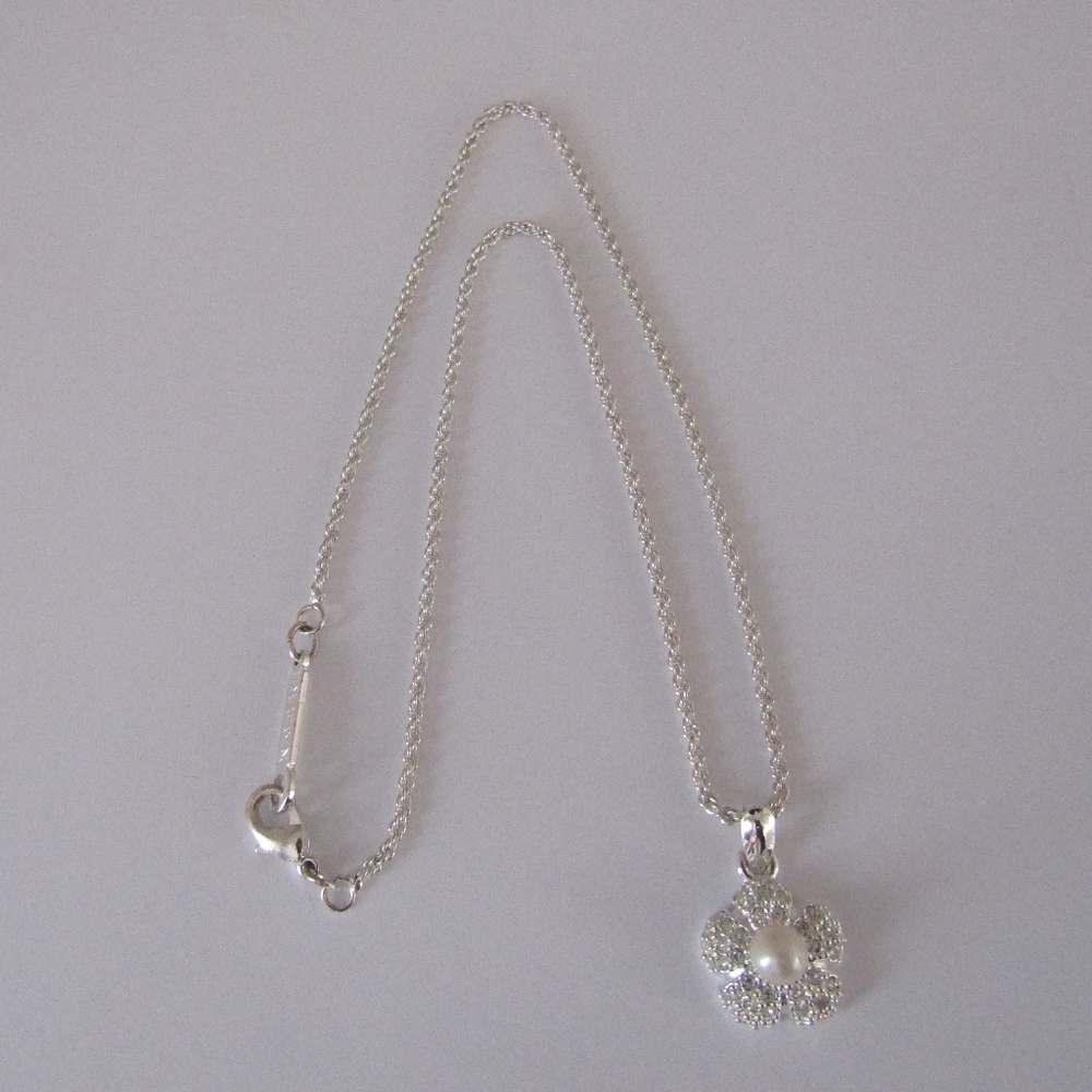 Napier Silvertone & Faux Pearl Pendant Necklace